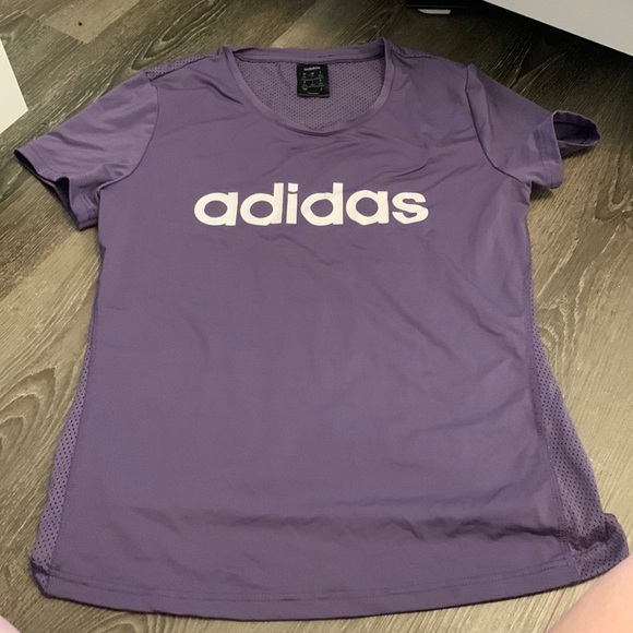 ADIDAS PURPLE MESH T SHIRT - Picture 1 of 5